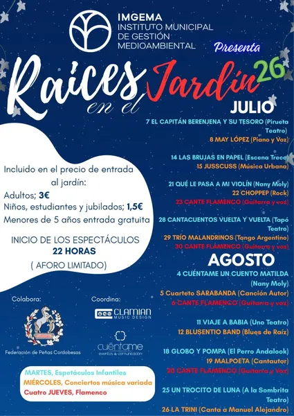 Cartel del evento RAÍCES EN EL JARDÍN 2026